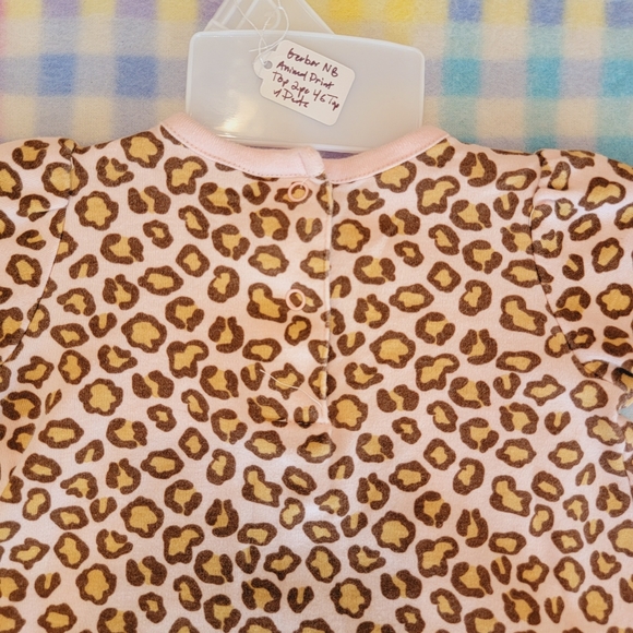 GERBER ♡ Precious Sweet Baby Girl Pink|Brown|Tan 2pc Leopard Print Outfit NB|3M - Picture 9 of 17